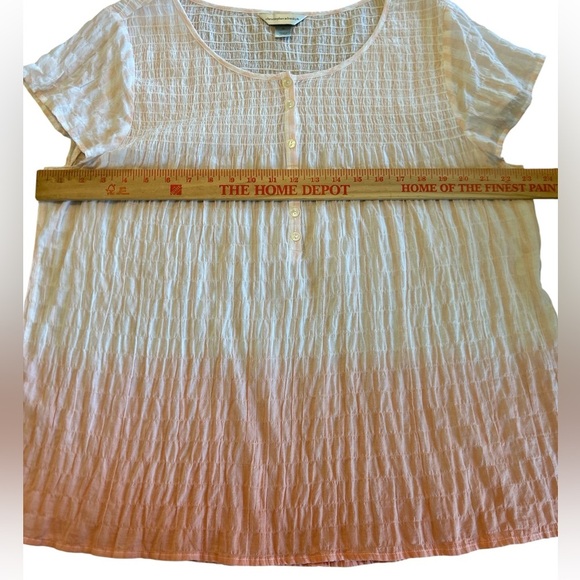 Christopher & Banks Women’s Blouse XL Ombré Peach/White Stripe Gauzy Cap Sleeve. - Picture 11 of 11